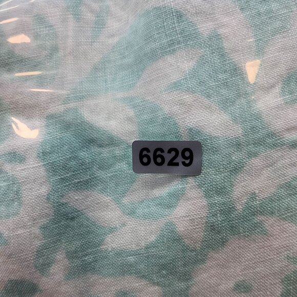 Womens Charter Club Blouse Shirt 100% Linen Teal White Floral Button Up Size 14 - Picture 10 of 10